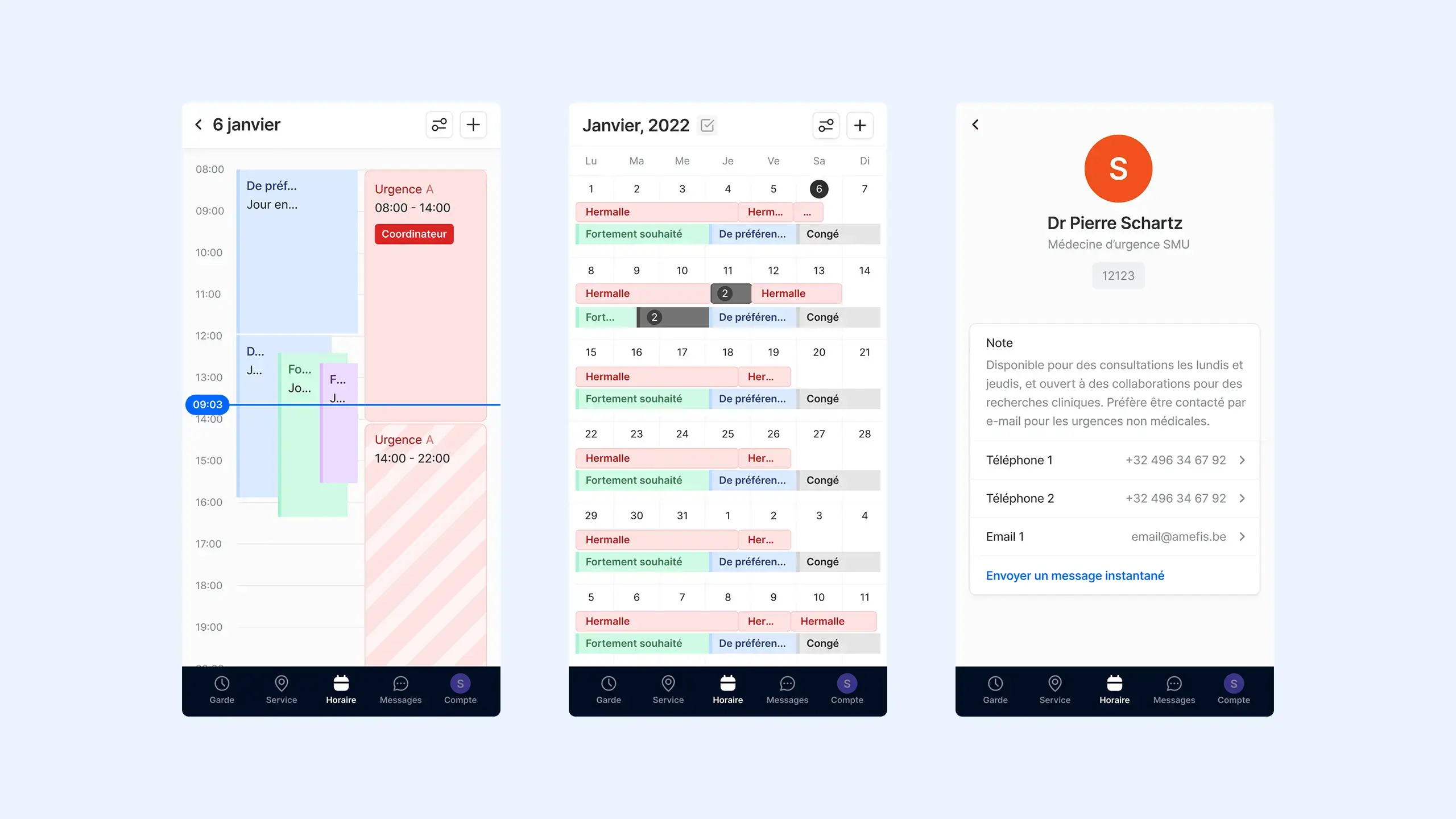 Captures d’écran du site mettant en avant l’aspect responsive du site sur la vue calendrier