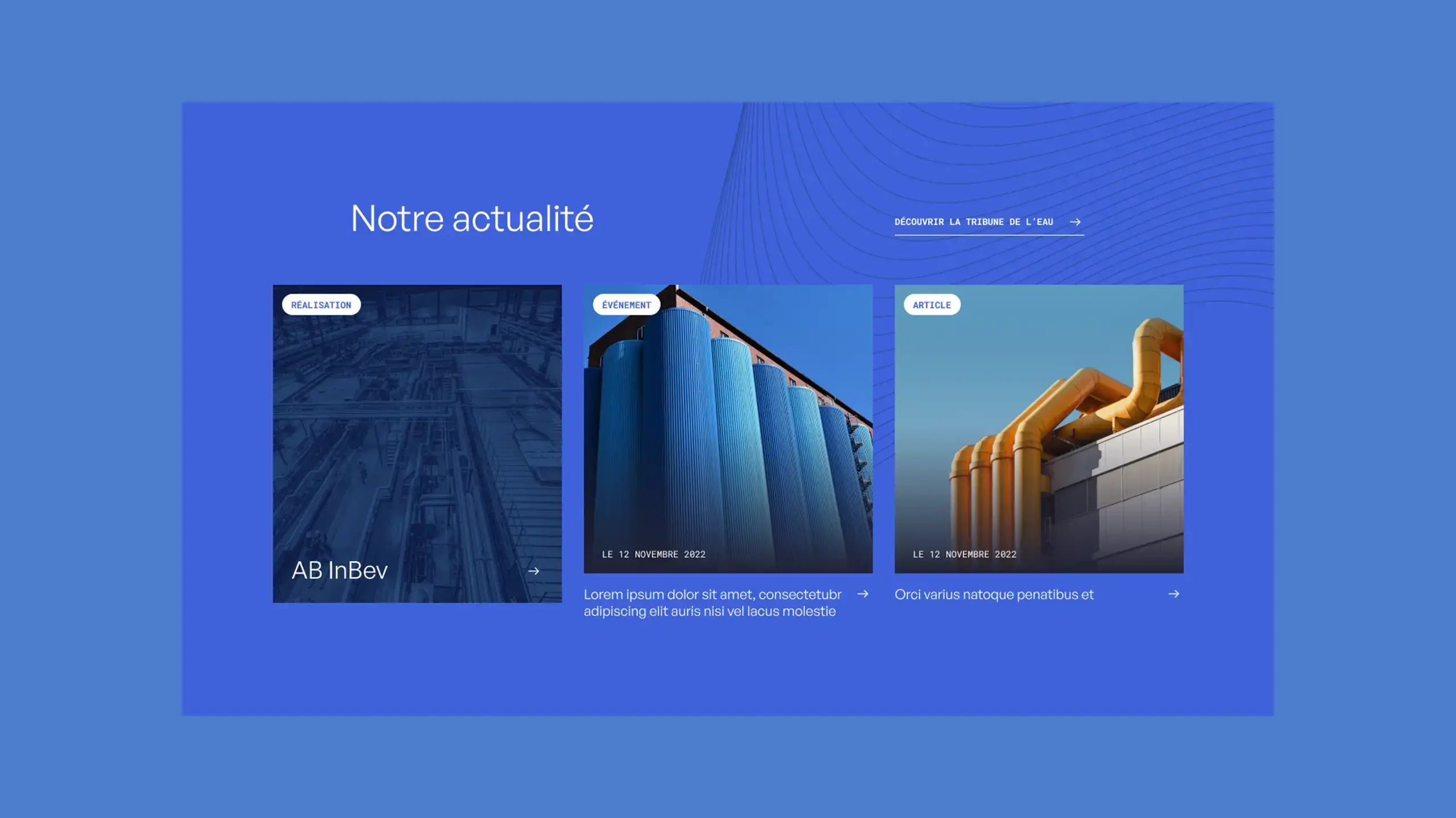 Extrait du design montrant "Actualités mise en avant"