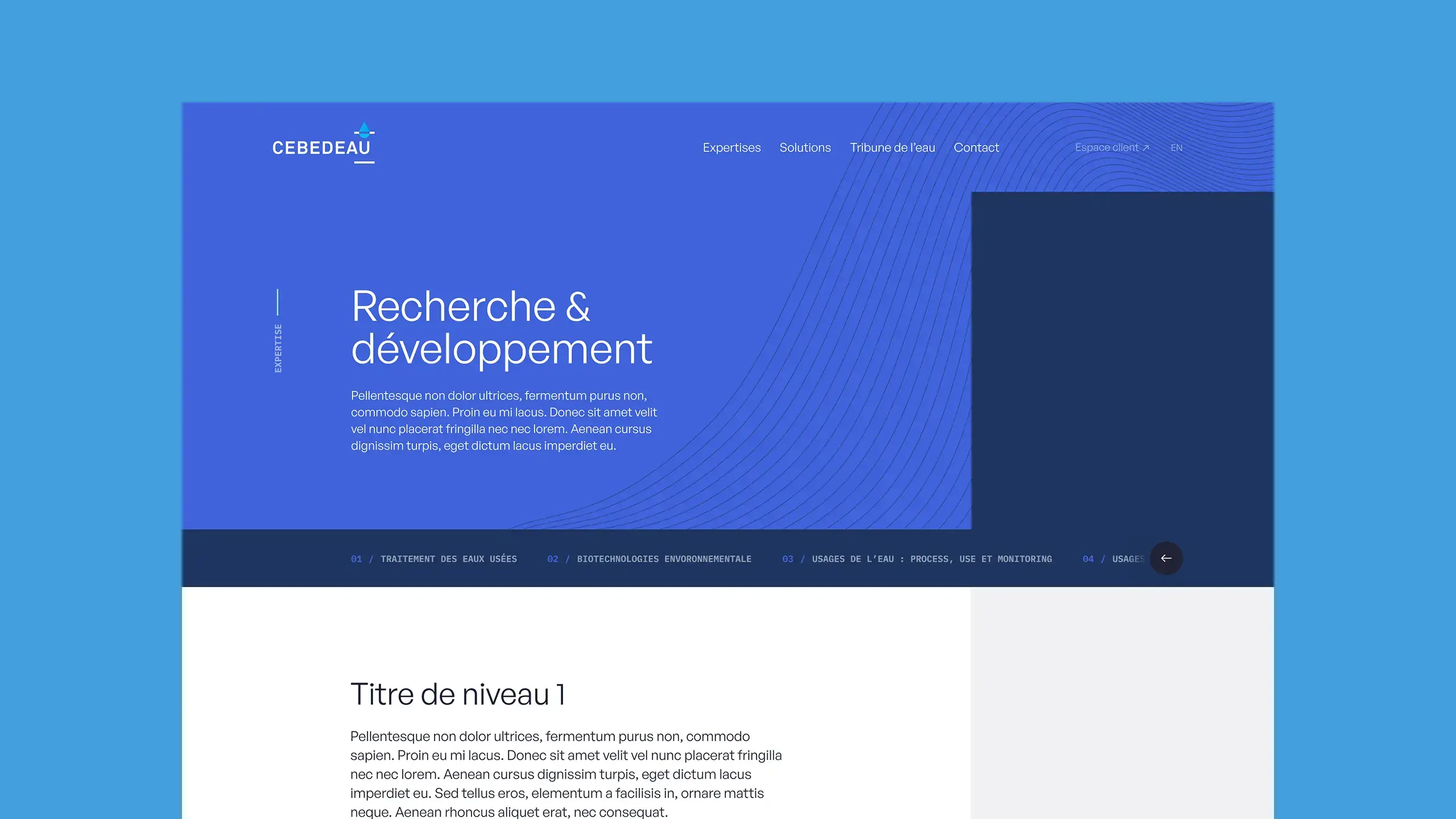 Extrait du design montrant la page dédiée à un article