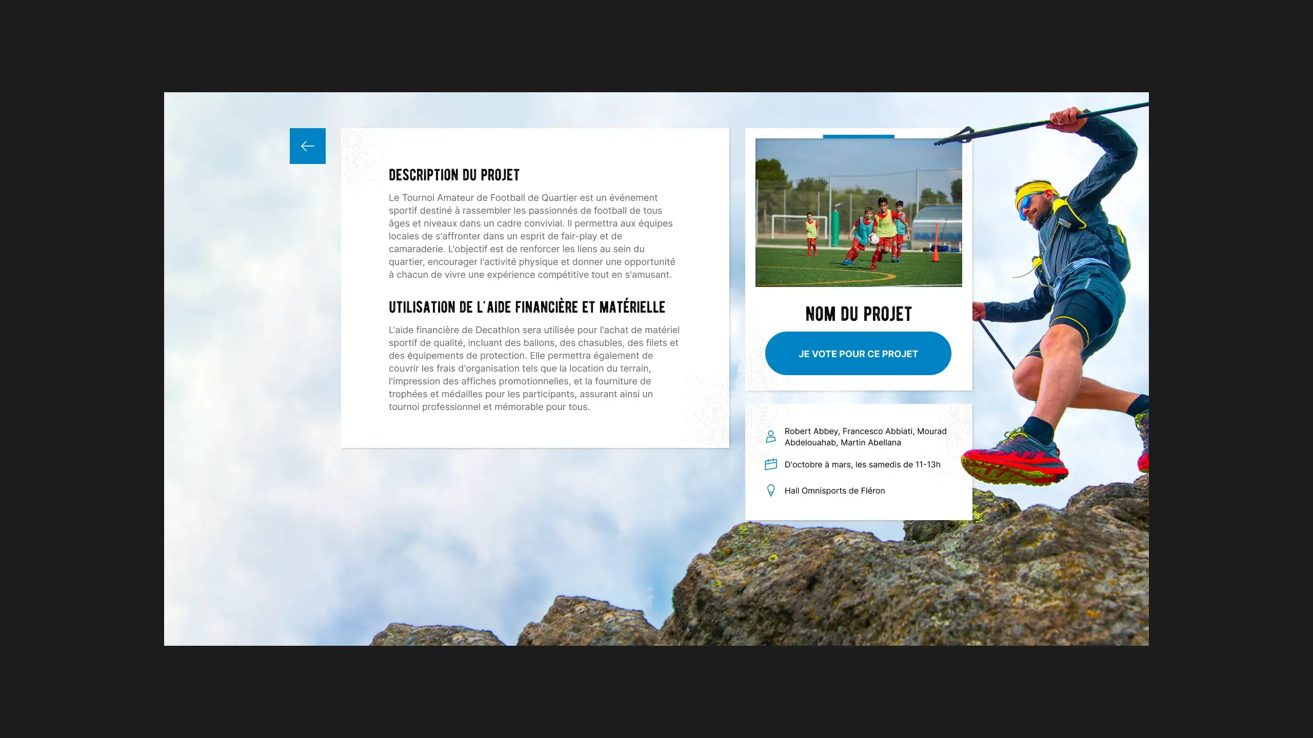 Screenshot of the website showing a page dedicated to a project