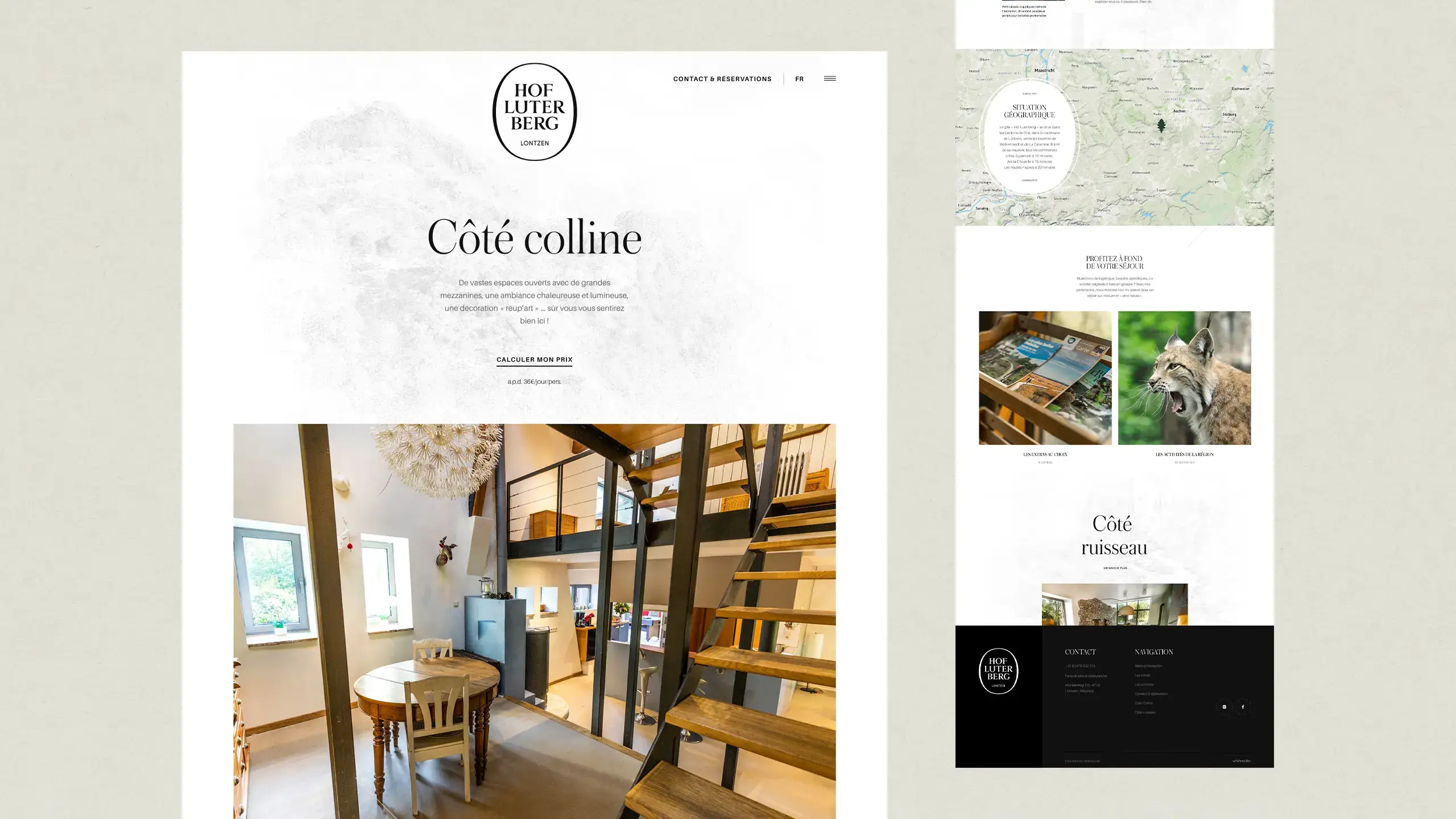 Captures d’écran représentant une page dédiée à un gîte