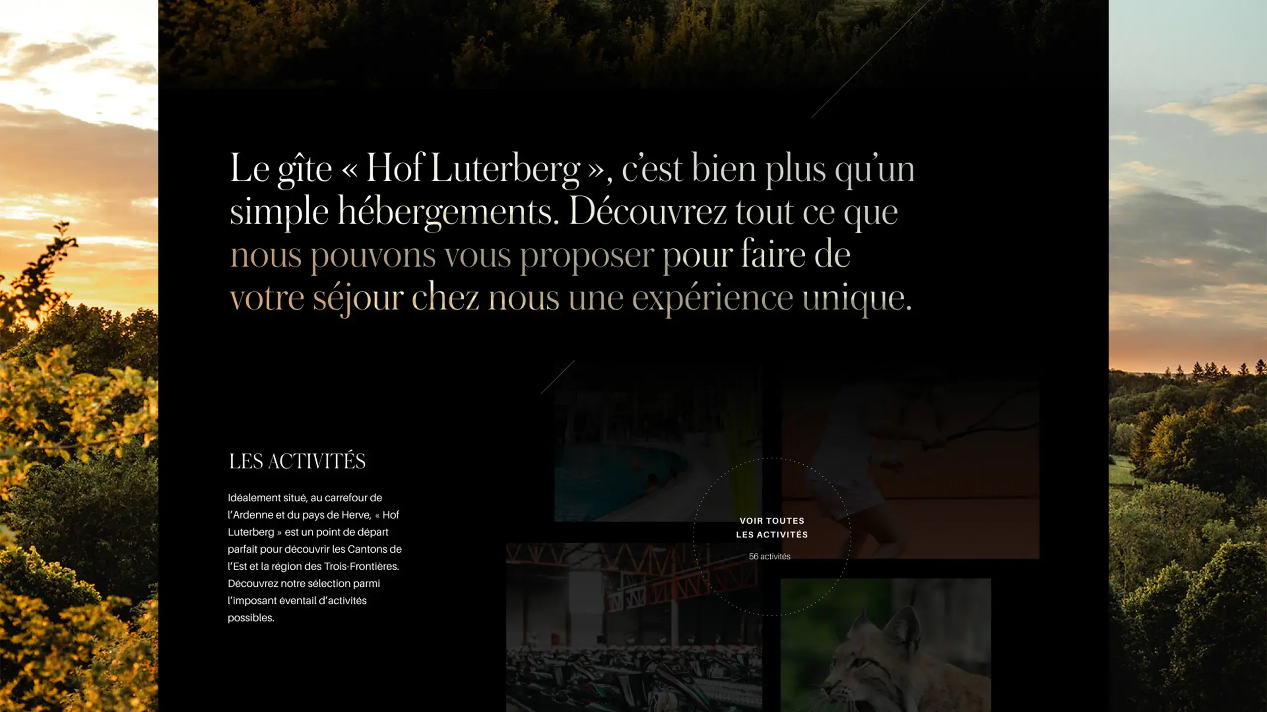 Captures d’écran représentant un composant qui a pour but de mettre en avant les activités disponibles