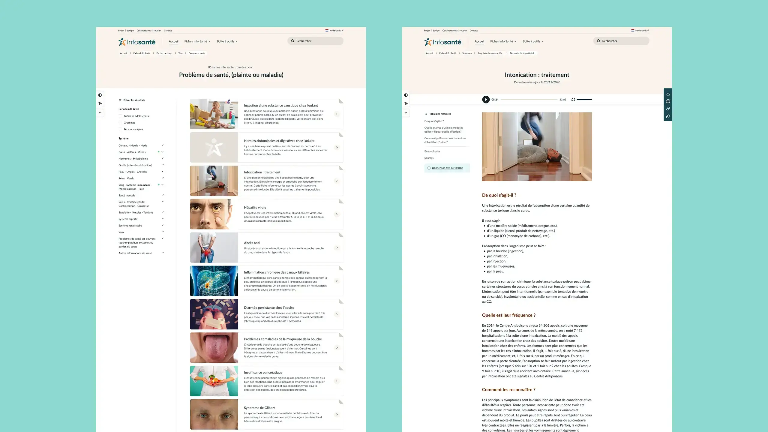 Extrait du design montrant la page d’archive des guides et leur page dédiée