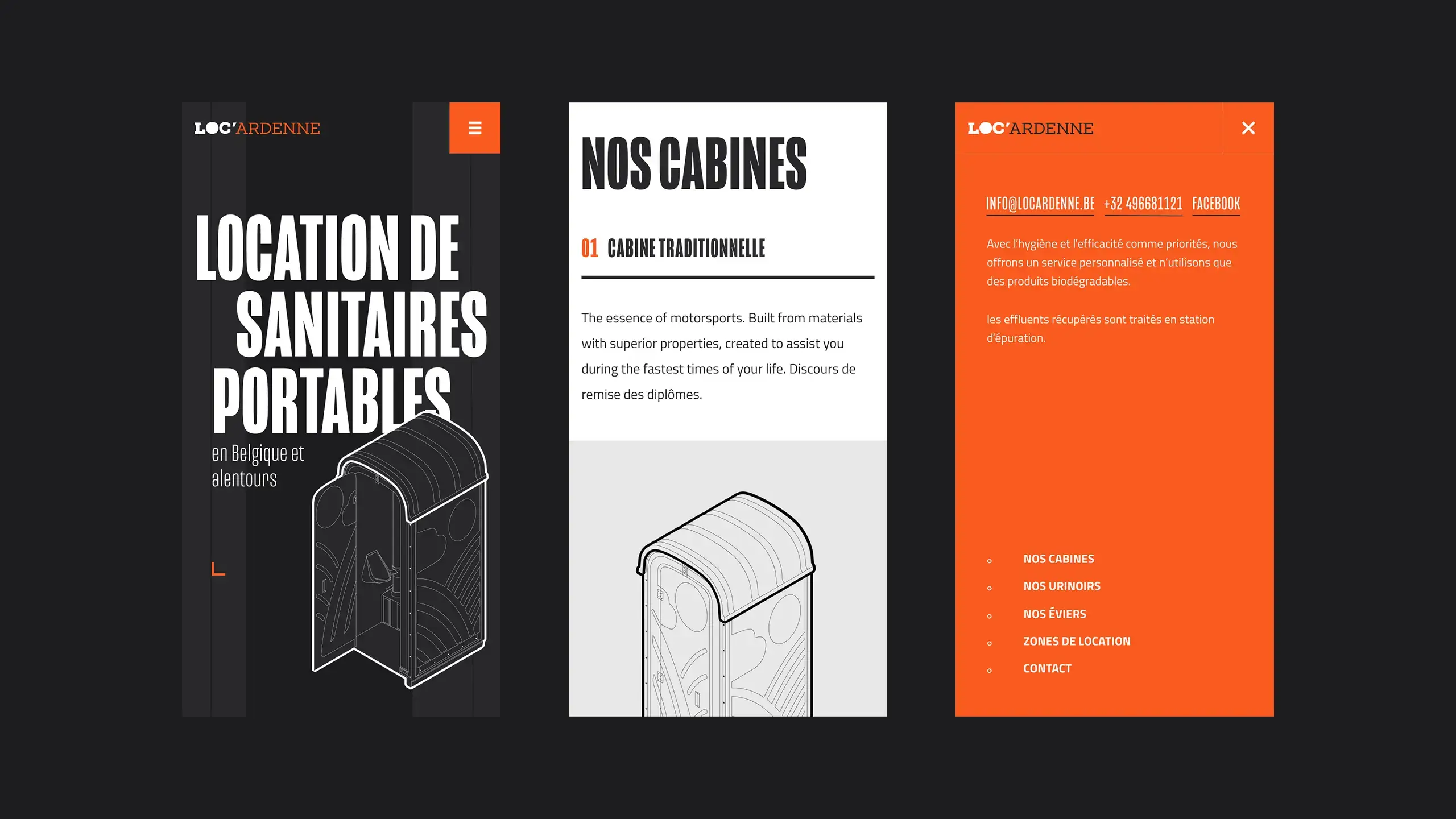 Screenshots of the website highlighting the responsive aspect of the website