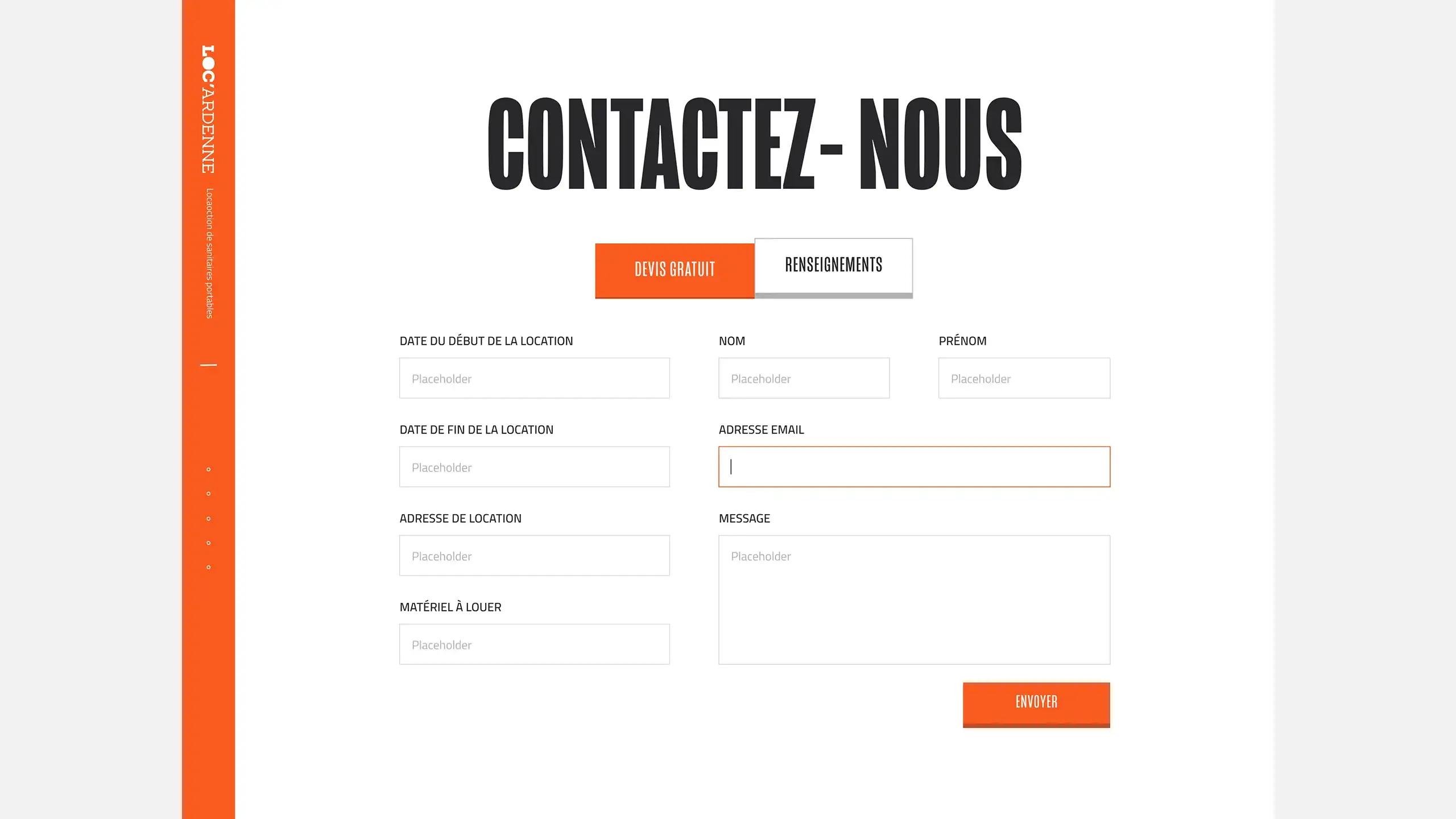 Screenshots of the website's contact page