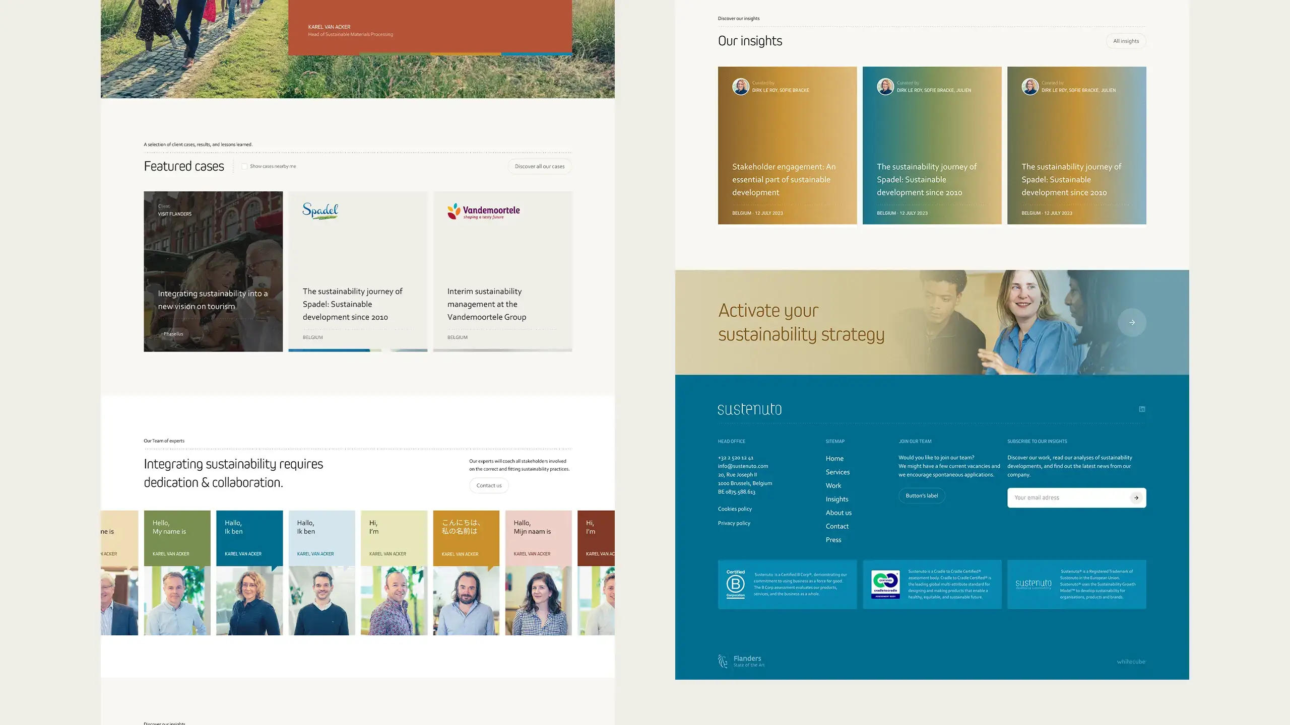 Two screenshots of the website displaying the team's presentation and a snapshot of the published news articles